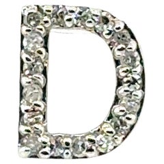 Diamond D Letter Pendant Necklace Mined .25ct 14K White Gold Floating Vanishing