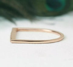 Diamond D Shape Stackable Ring in 14k Gold