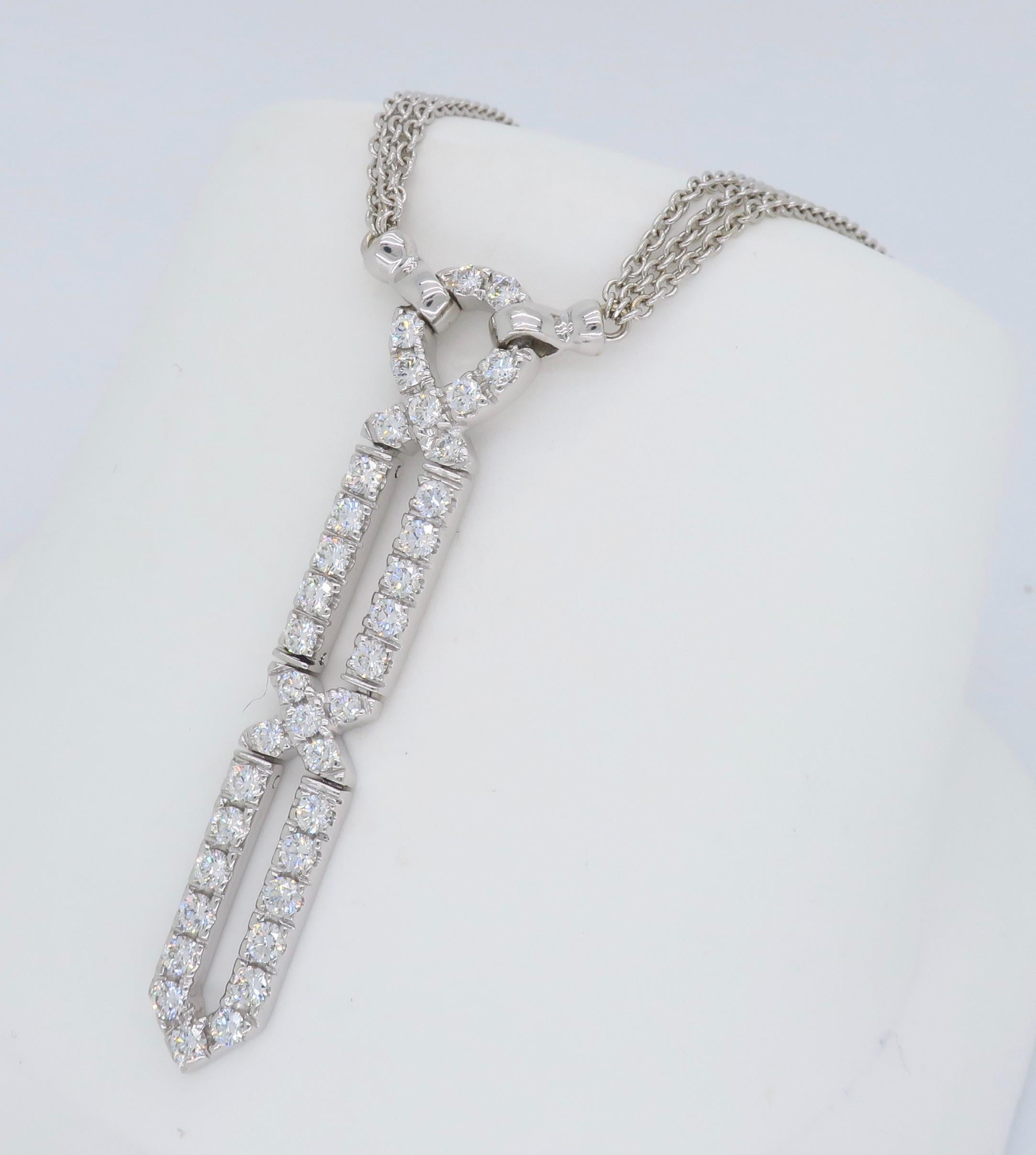 Diamond Dagger Drop Necklace in 18 Karat White Gold 2