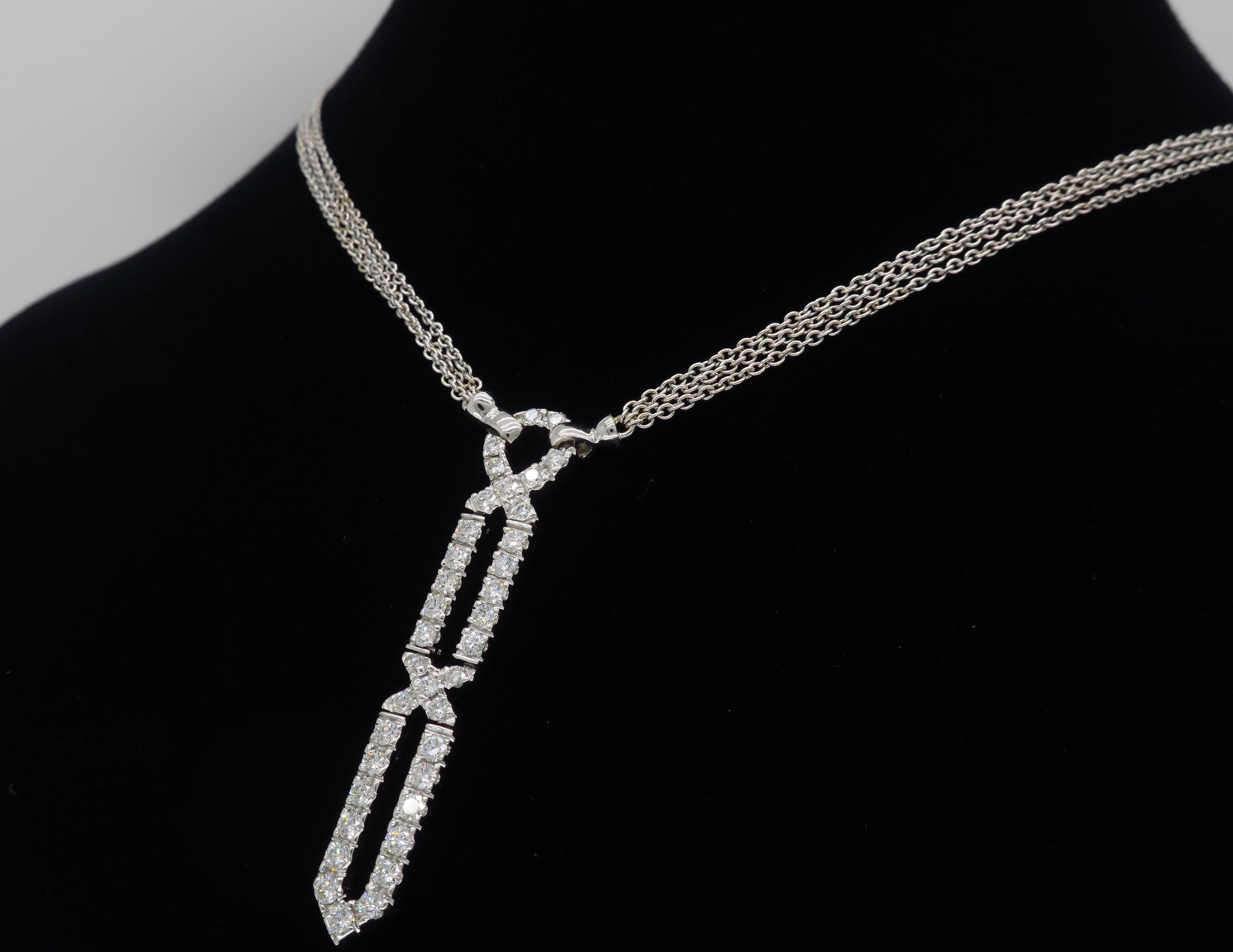 Diamond Dagger Drop Necklace in 18 Karat White Gold 5