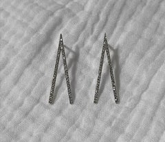 Diamond Dagger Earrings 14k White Gold