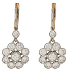 Diamond Daisy Cluster Drop Earrings