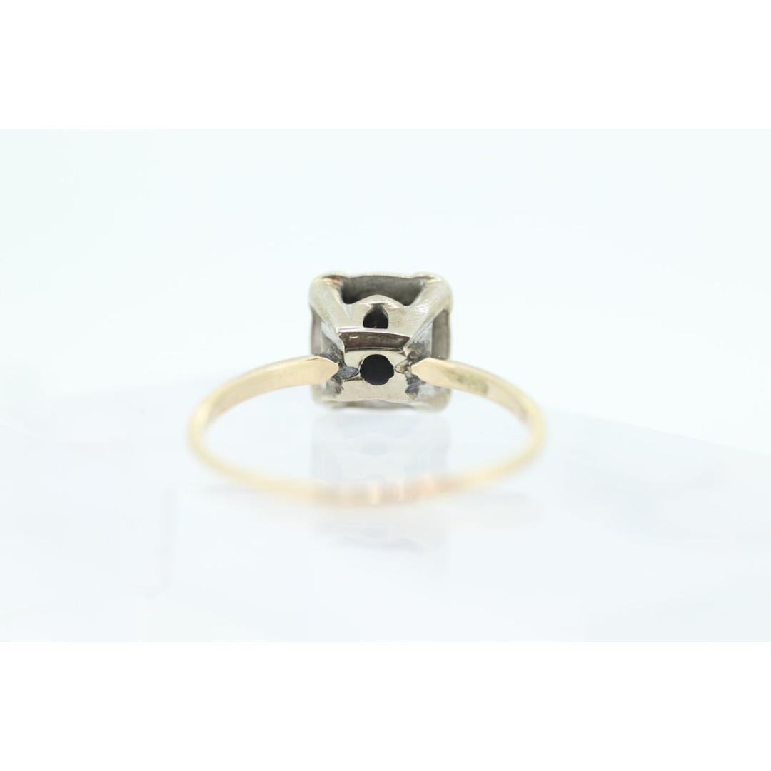 Diamant Gänseblümchen-Cluster auf Ring erhöht. 10k Art Deco Diamant Pave Quadratischer Diamant im Angebot 1