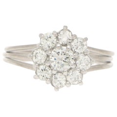 Diamond Daisy Cluster Engagement Ring Set in 18 Karat White Gold