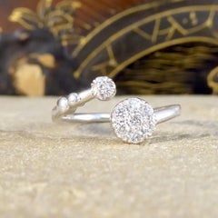 Diamond Daisy Cluster Torque Ring in White Gold