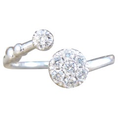 Diamond Daisy Cluster Torque Ring in White Gold