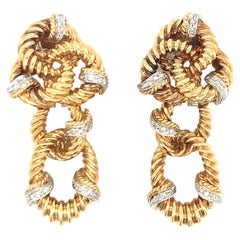 Diamond Dangle 18K Gold Earrings