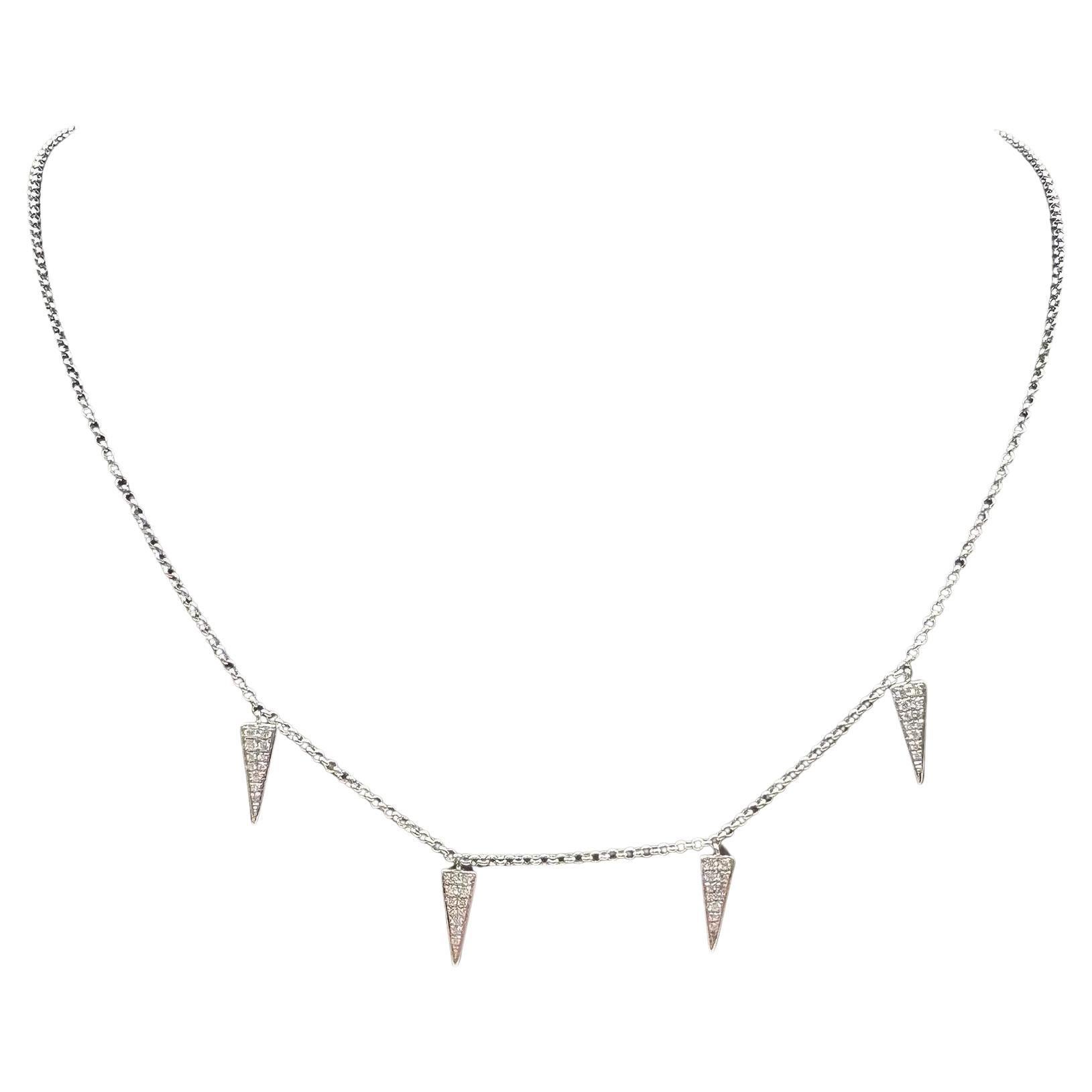 Collana con charm di diamanti in oro bianco 18kt - 0,15ctw, regolabile