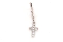 Einzelner Diamant-Kreuz-Ohrring, 0,10 Karat, Hebelverschluss, 14 Karat Weißgold