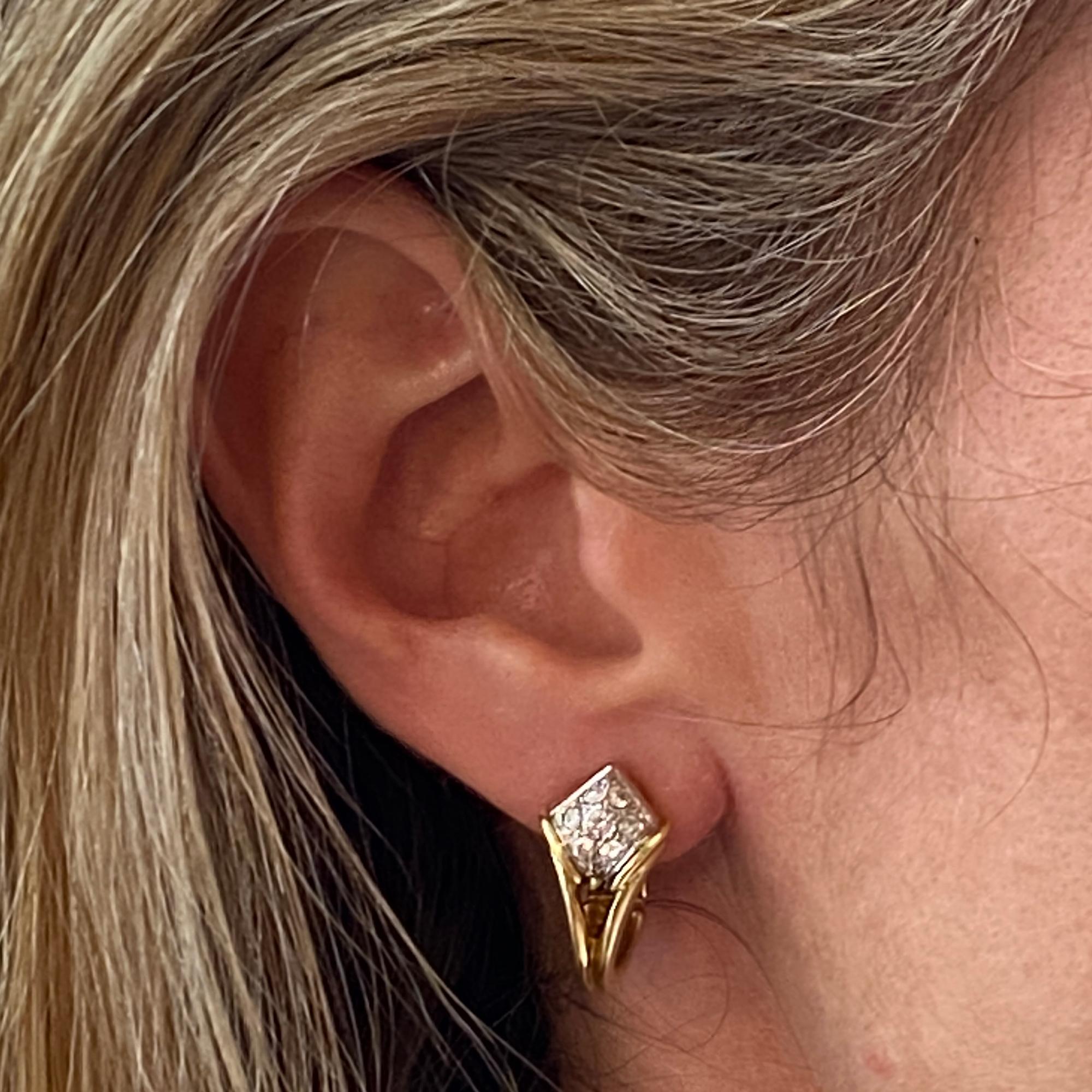 Modern Diamond Dangle Detachable Drop Earrings 18 Karat Yellow Gold