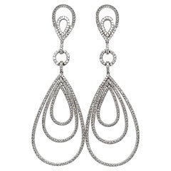 Diamond Dangle Drop Earrings in 18K White Gold