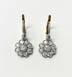 Diamond Dangle Earring in Platinum and 18k Gold