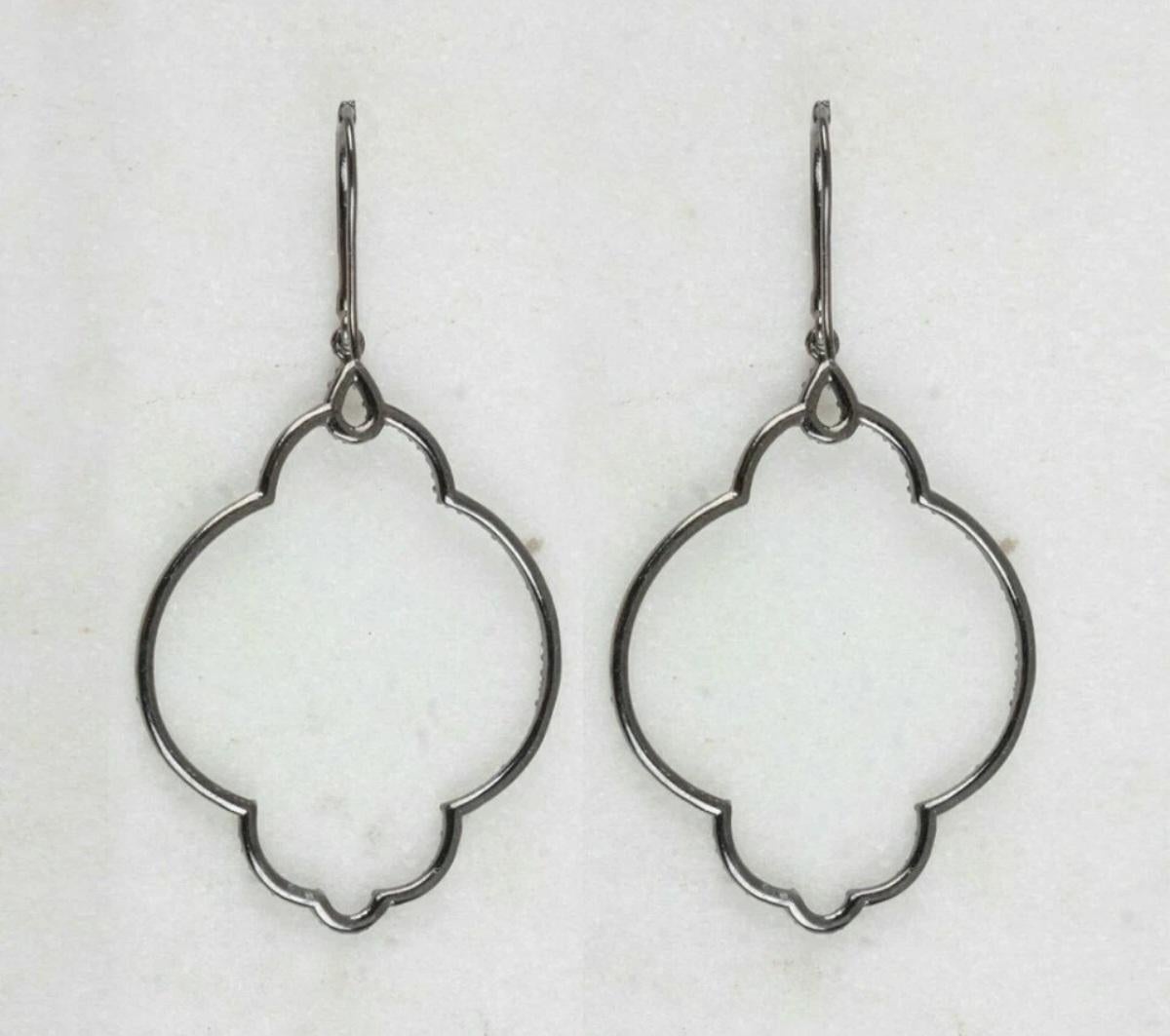 Art déco Boucles d'oreilles pendantes en diamant style victorien 925 argent sterling Findings Jewelry Findings Gift en vente