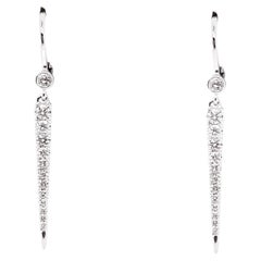 Pendiente colgante de diamantes con diseño lineal en oro blanco de 14 quilates y diamantes de 0,33 quilates
