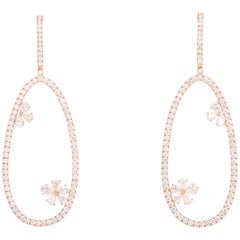 Diamond Dangle Earring with Flowers Rose Gold