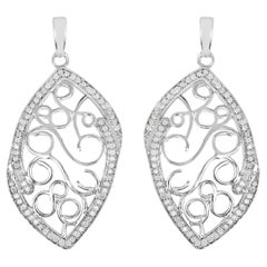Diamond Dangle Earrings 0.7 Carats Rhodium Plated Silver