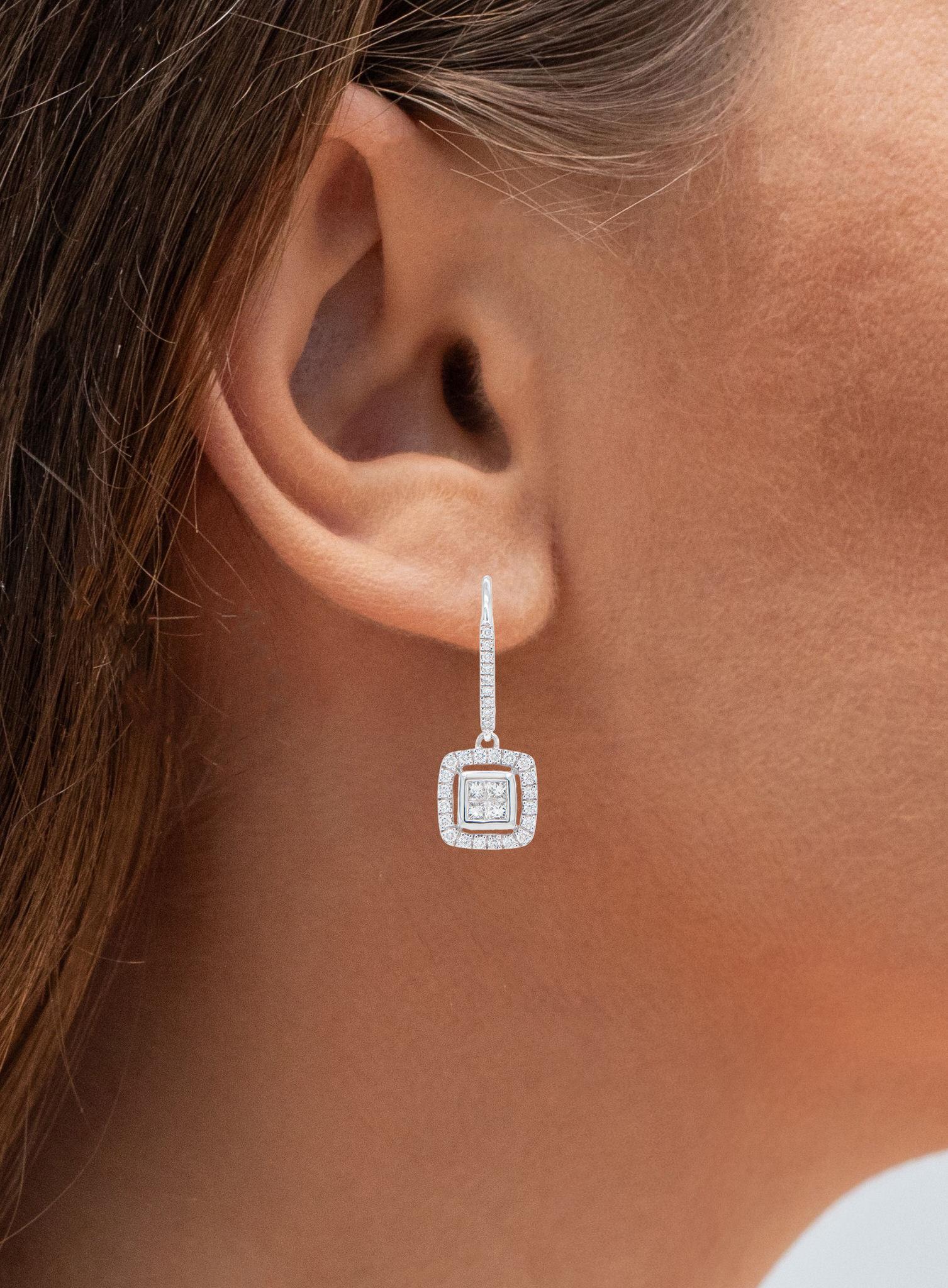 square diamond dangle earrings