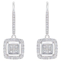 Orecchini con diamanti 1,02 carati in oro bianco 14K