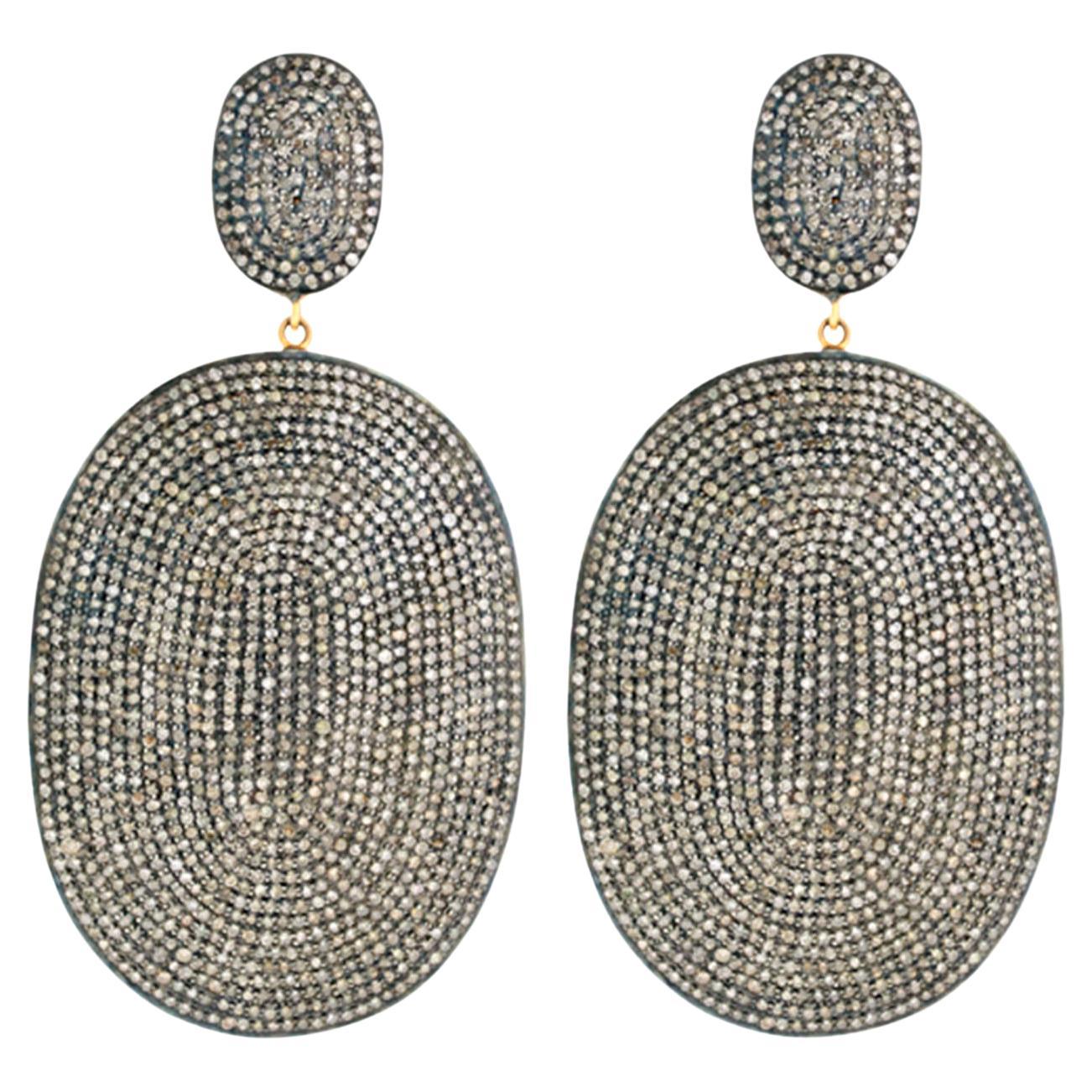 Diamond Dangle Earrings 16 Carats 14K Gold For Sale