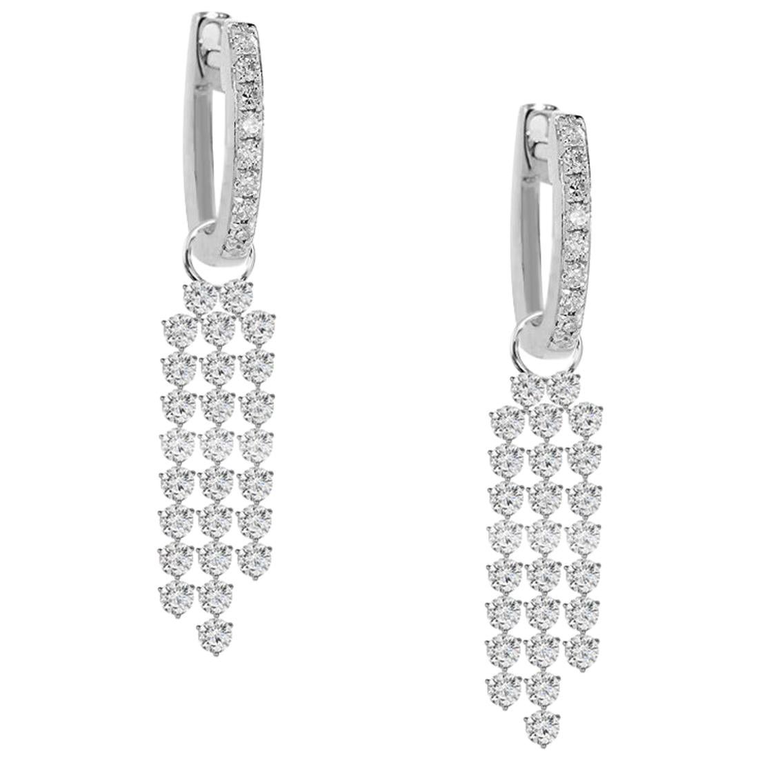 Diamond Dangle Earrings 18 Karat For Sale
