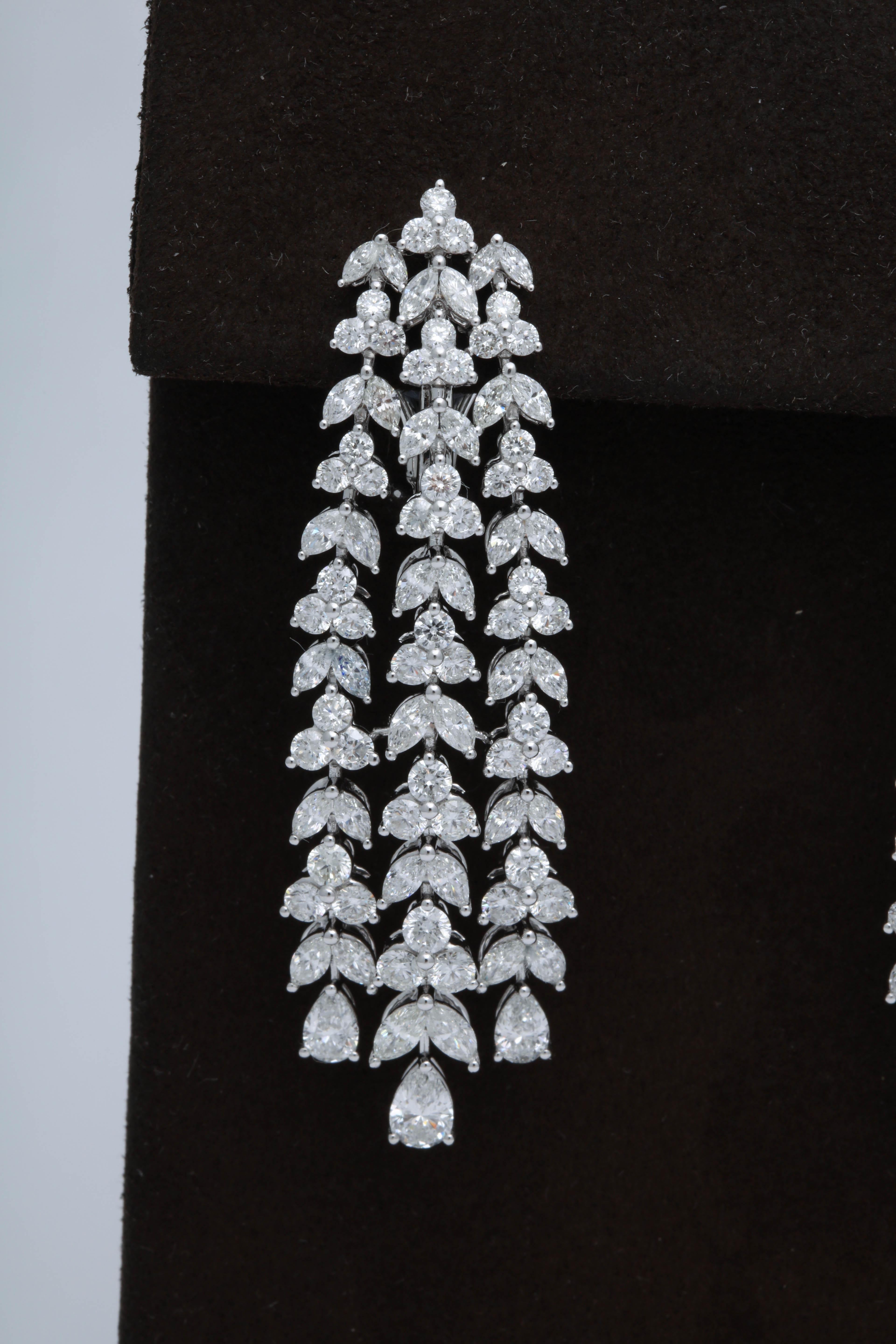 Pear Cut Diamond Dangle Earrings For Sale