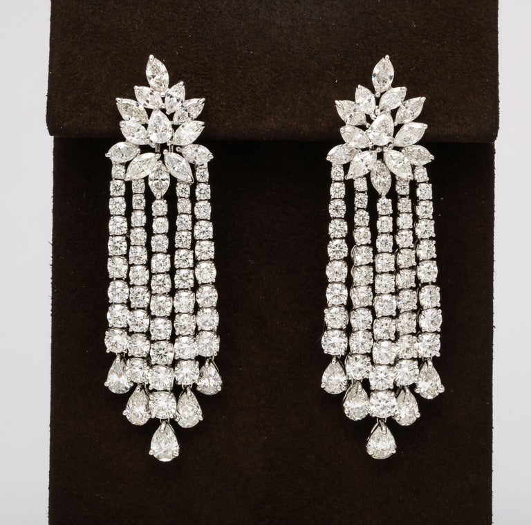 Pear Cut Diamond Dangle Earrings For Sale