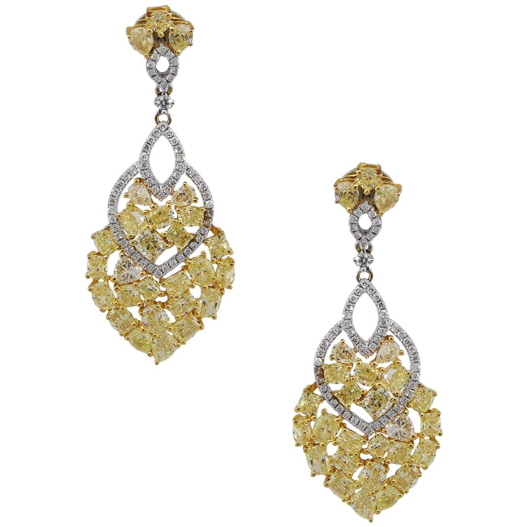 Curved Dangling Diamond Earrings at 1stDibs