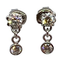Diamond Dangle Earrings in 14 Karat Gold Weighing 0.80 Carat
