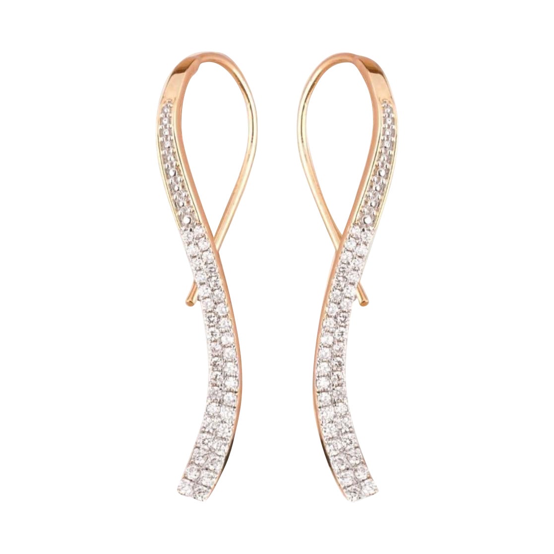 Pendientes colgantes de diamantes en oro macizo de 14k (certificado)