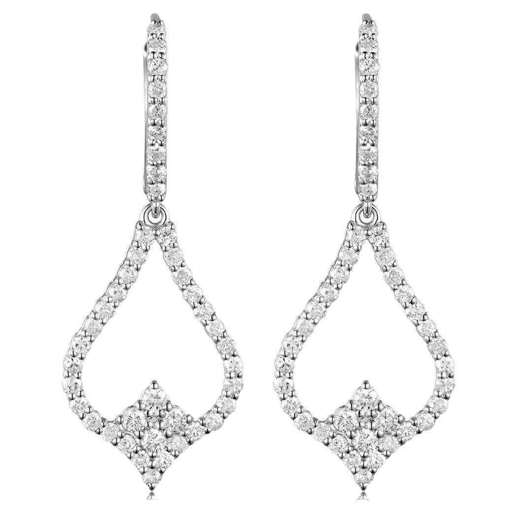 Diamond Dangle Earrings in 18 Karat White Gold For Sale