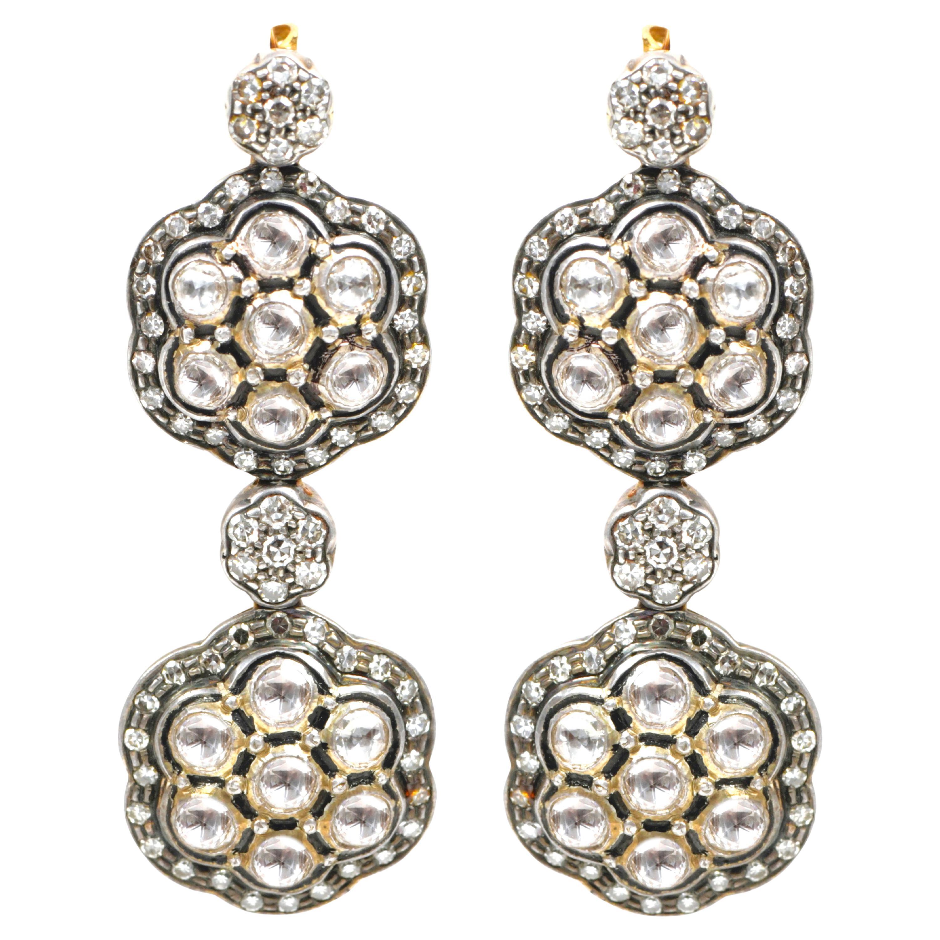 Diamond Dangle Earrings in Victorian Style