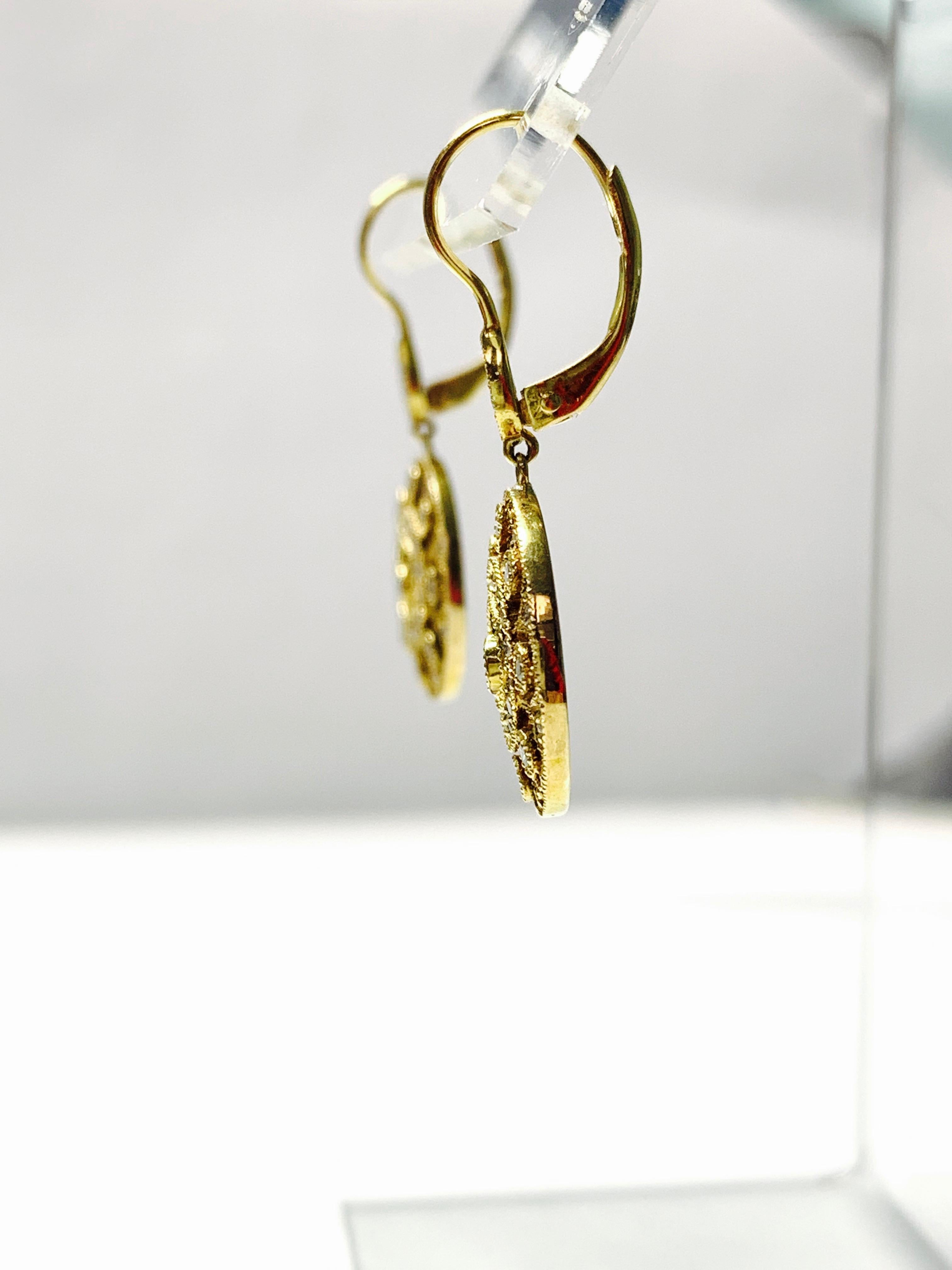 Diamant-Ohrhänger aus Gelbgold im Angebot 5