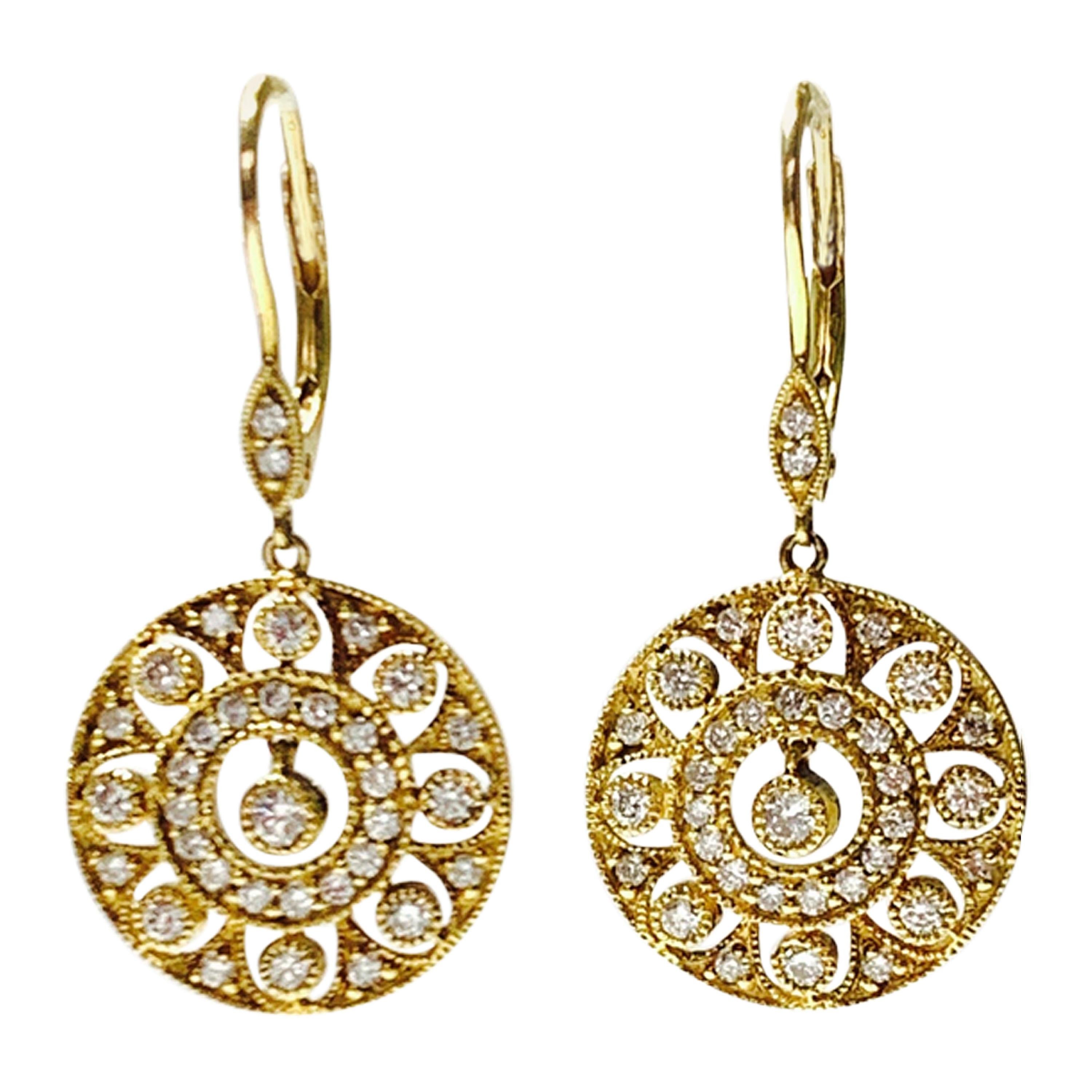 Diamond Dangle Earrings in Yellow Gold