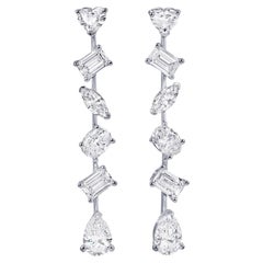 Diamant-Ohrringe mit gemischtem Fancy-Schliff  3,6 Karat insgesamt 18K Weißgold