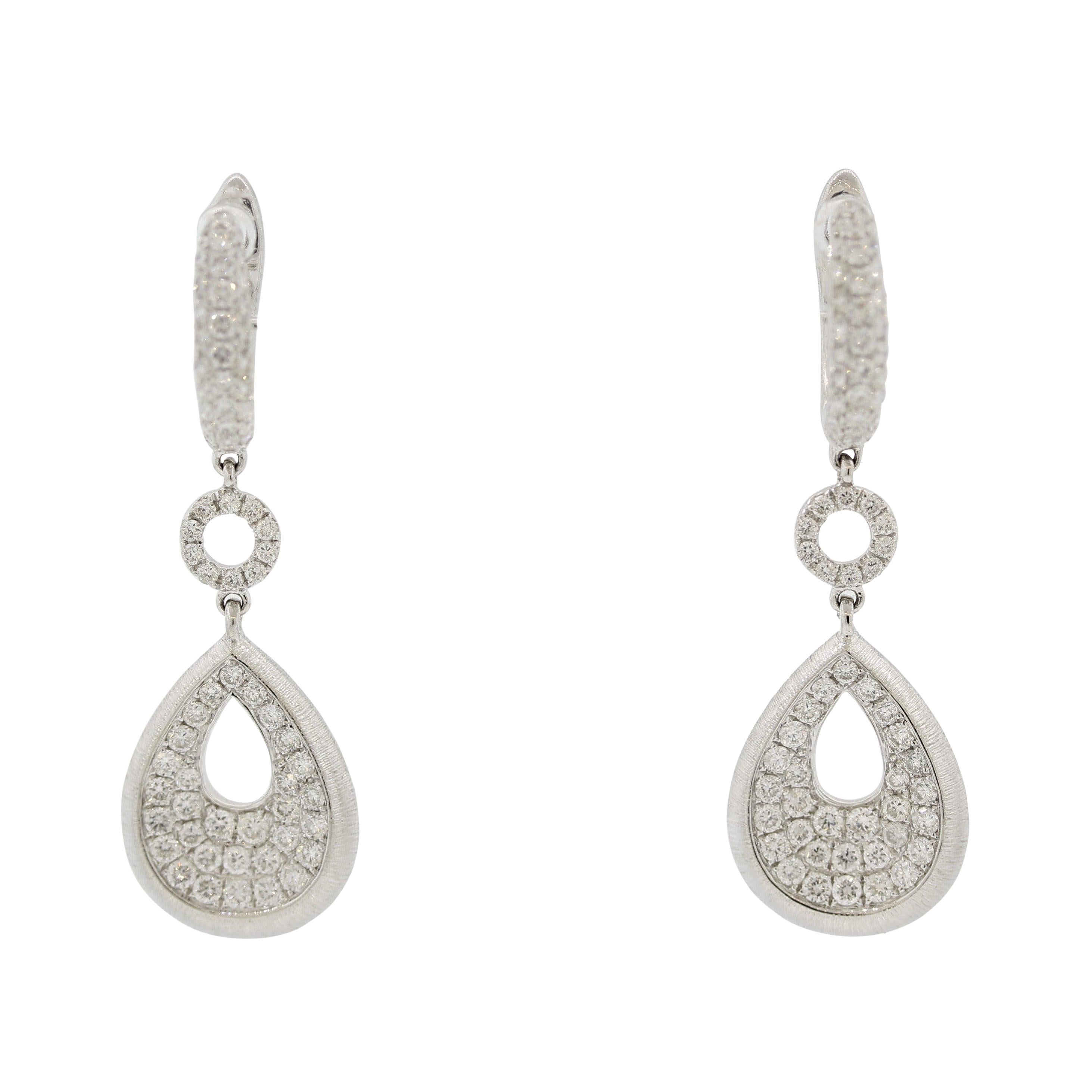 Diamond Dangle Gold Drop Earrings For Sale