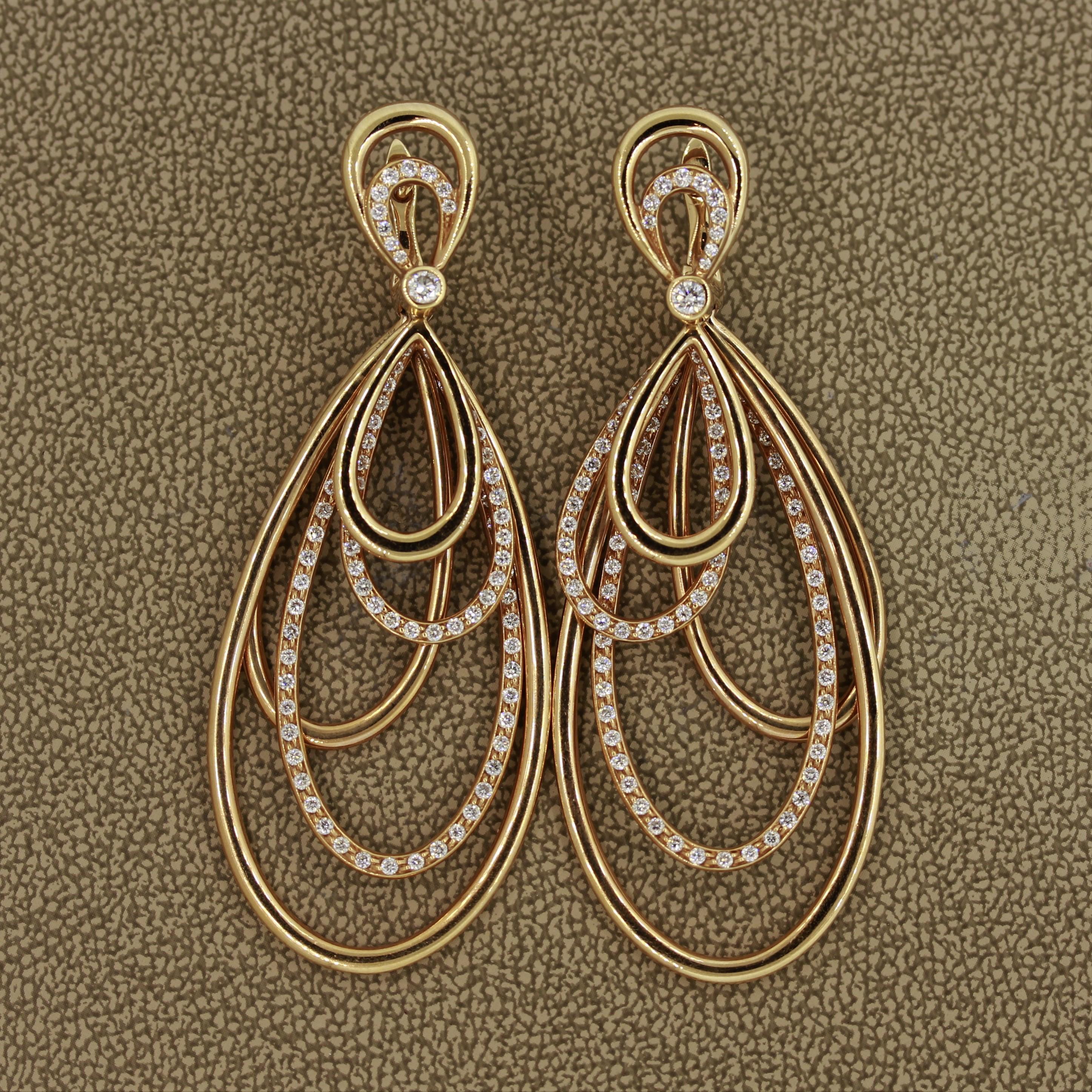 Goldohrringe mit Diamanten im Zustand „Neu“ in Beverly Hills, CA
