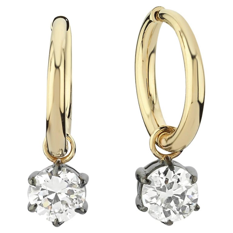 Diamond Dangle Hoop Earrings For Sale at 1stDibs