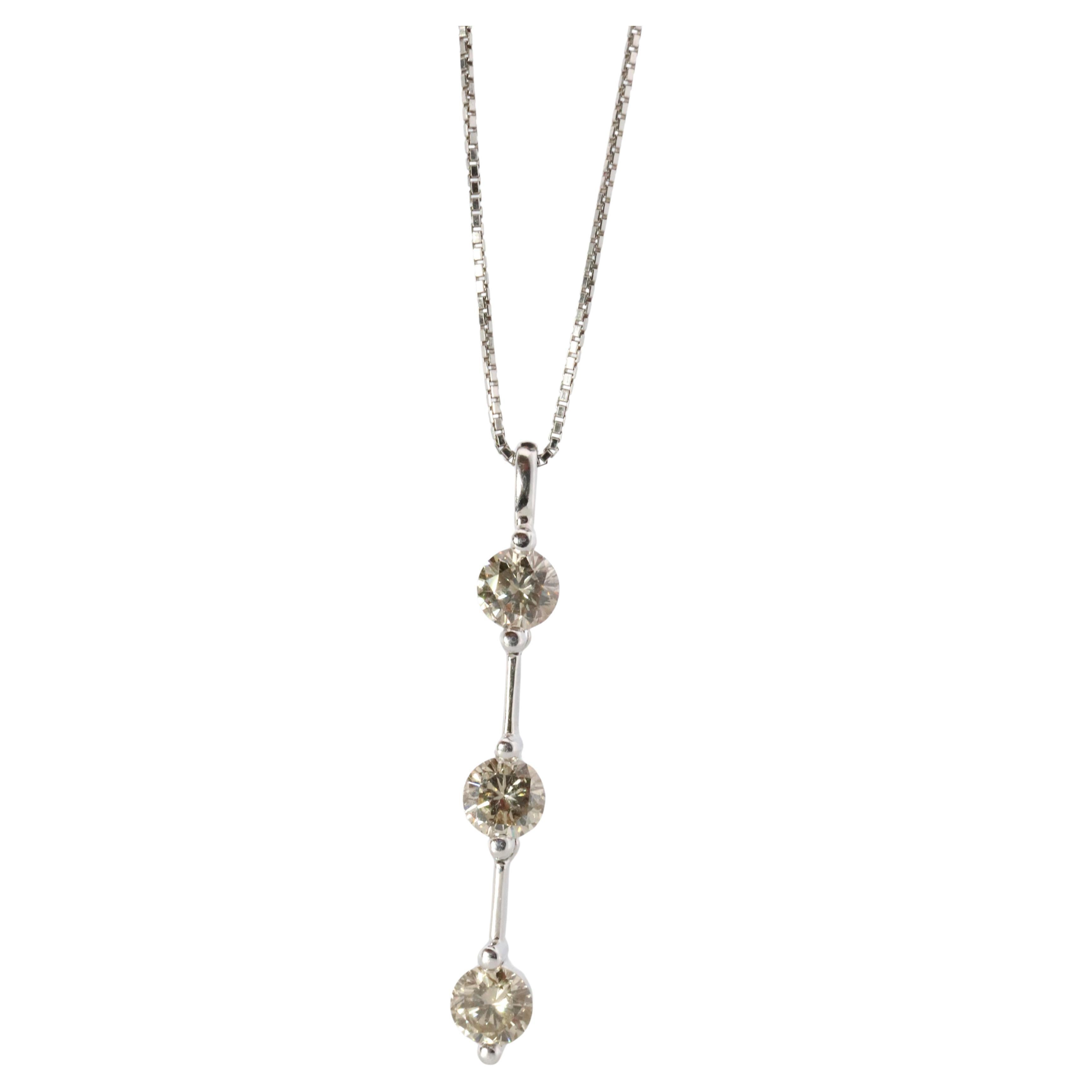 Diamond Dangle Journey pendant Platinum Pt900 diamond 1CTW Journey Necklace
