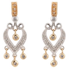 Diamond Dangle Two-Tone Gold Dangle Earrings
