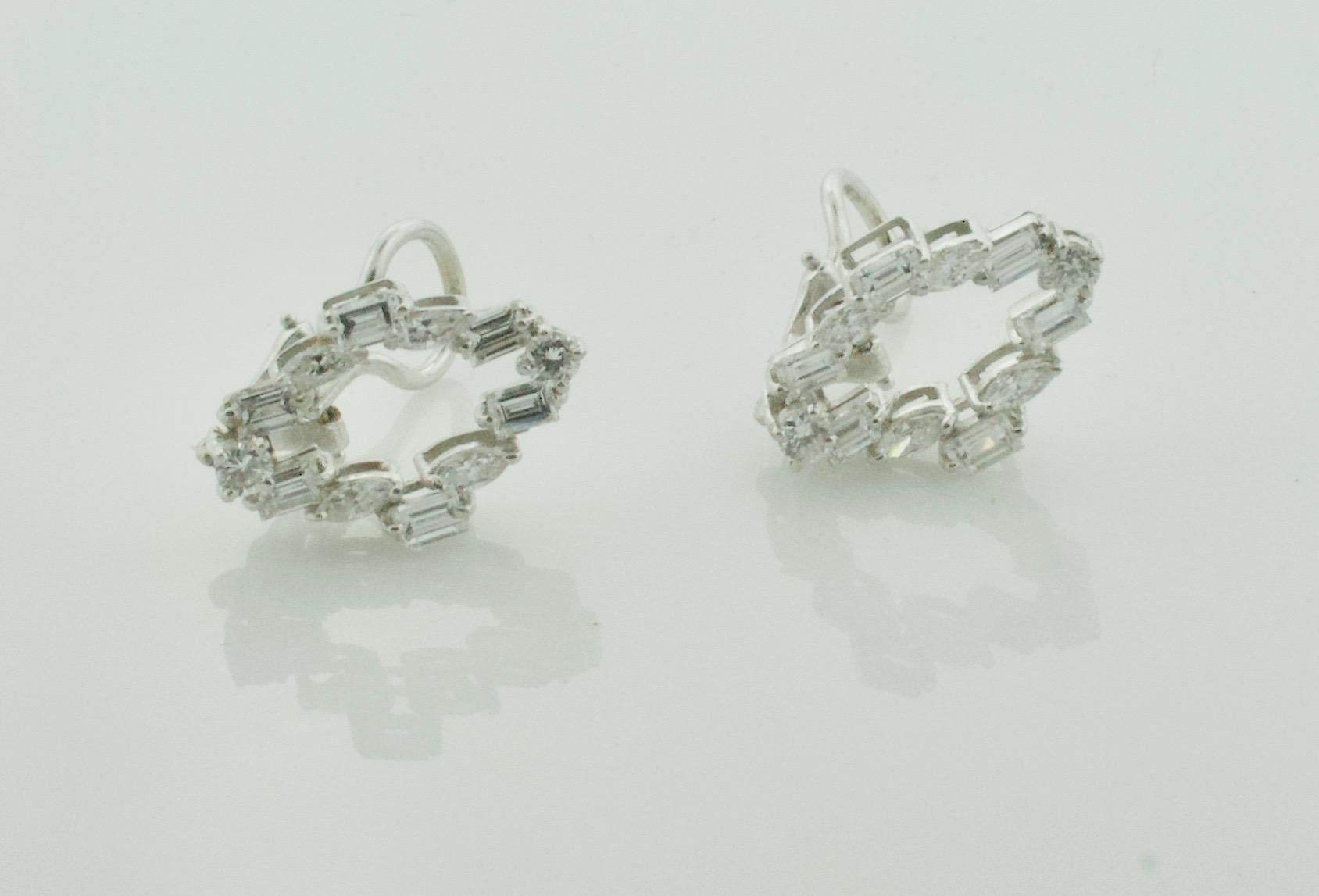Baguette Cut Diamond Dangling Convertible Earrings in 18 Karat 6.10 Carat For Sale