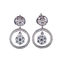 Pendientes Colgantes de Diamantes Oro Blanco 18 Quilates