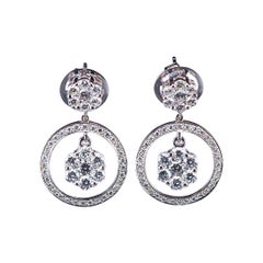 Diamond Dangling Earrings 18 Karat White Gold