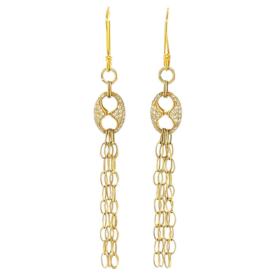 Dangling Hoops Van Cleef and Arpels Diamond Dangling Hoop Earrings, 18k For Sale at ...
