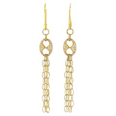 18 Karat Yellow Gold Dangle GIA Diamond Earring Hoops For Sale at 1stDibs