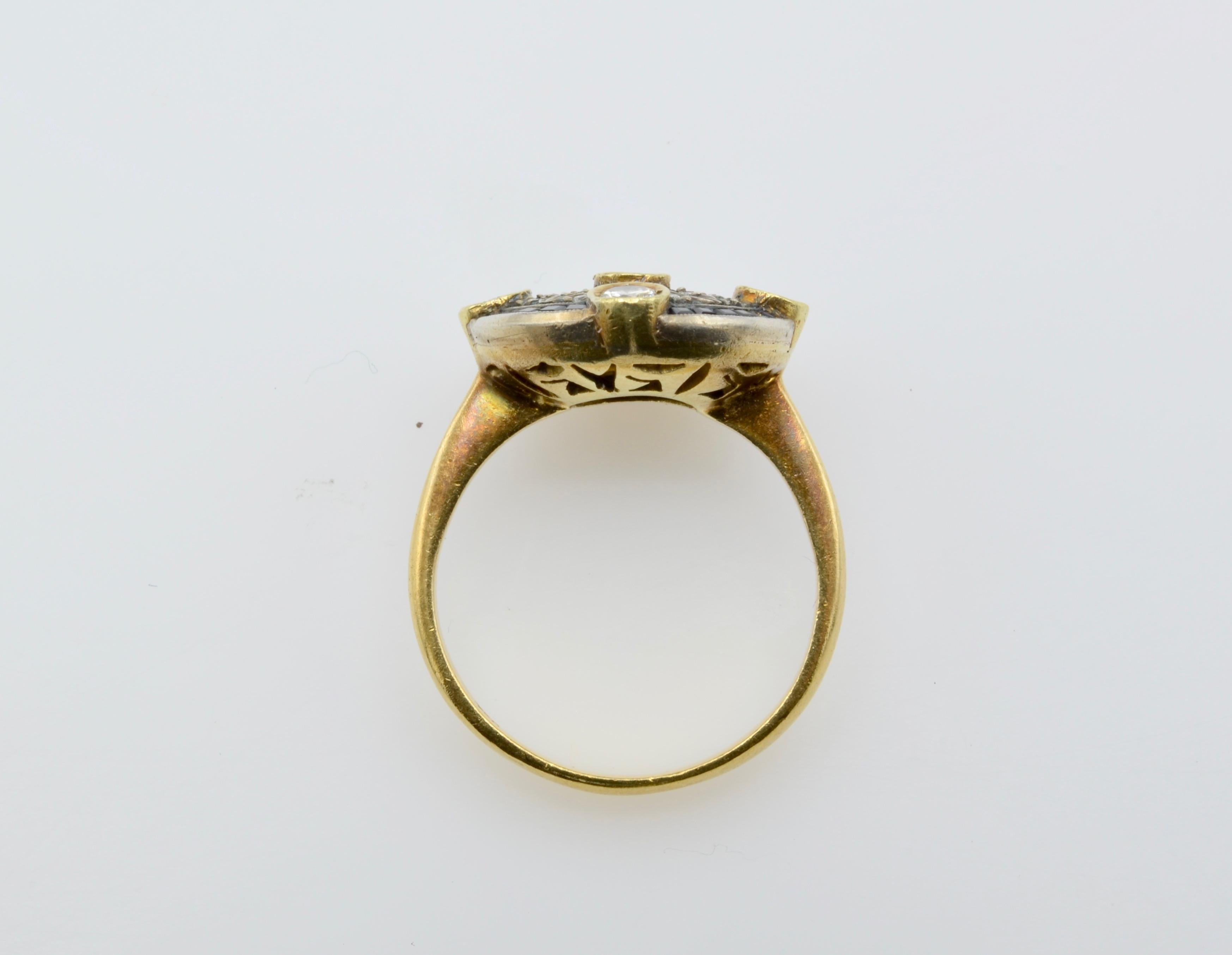 Diamond Sapphire Engagement Ring Rosace Filigree Gold 3