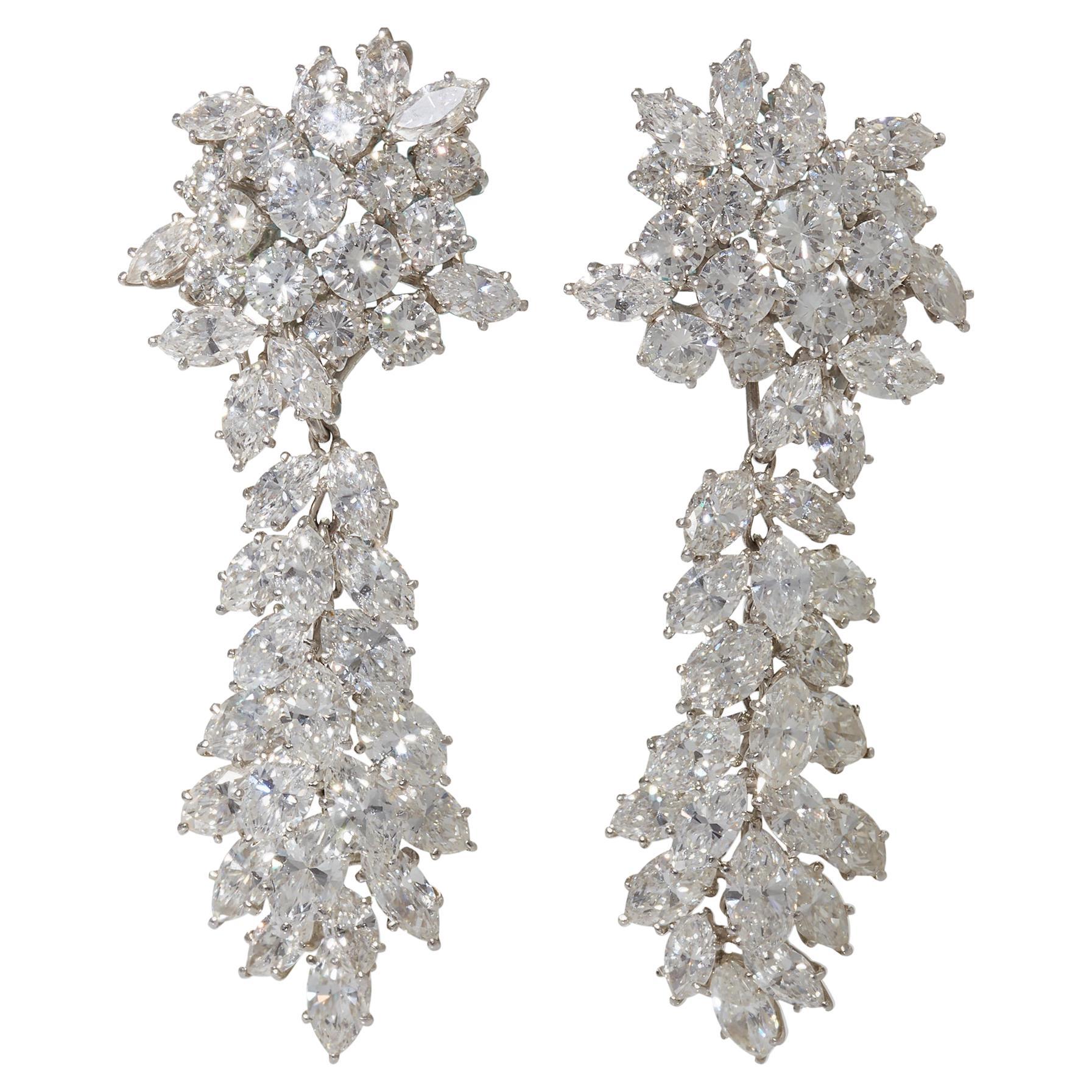 Diamond Day/Night Cluster Pendant Earrings For Sale