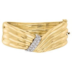 Diamond Day/Night Twist Bangle Bracelet in 14K Two-Tone Gold