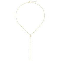 Diamond Delicate Bezel 14K (18k upon request) Yellow Gold Drop Lariat Necklace