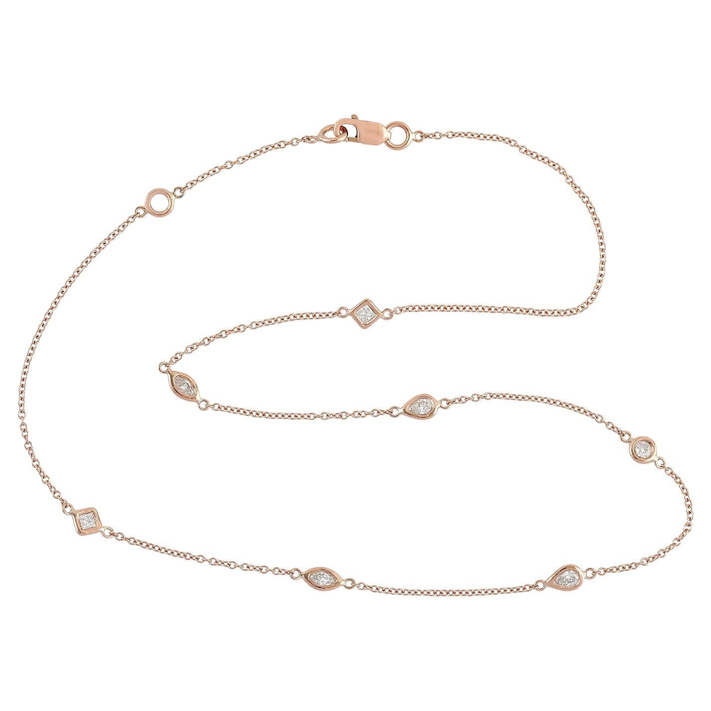 Diamant zarte Kette Halskette aus 14k Rose Gold