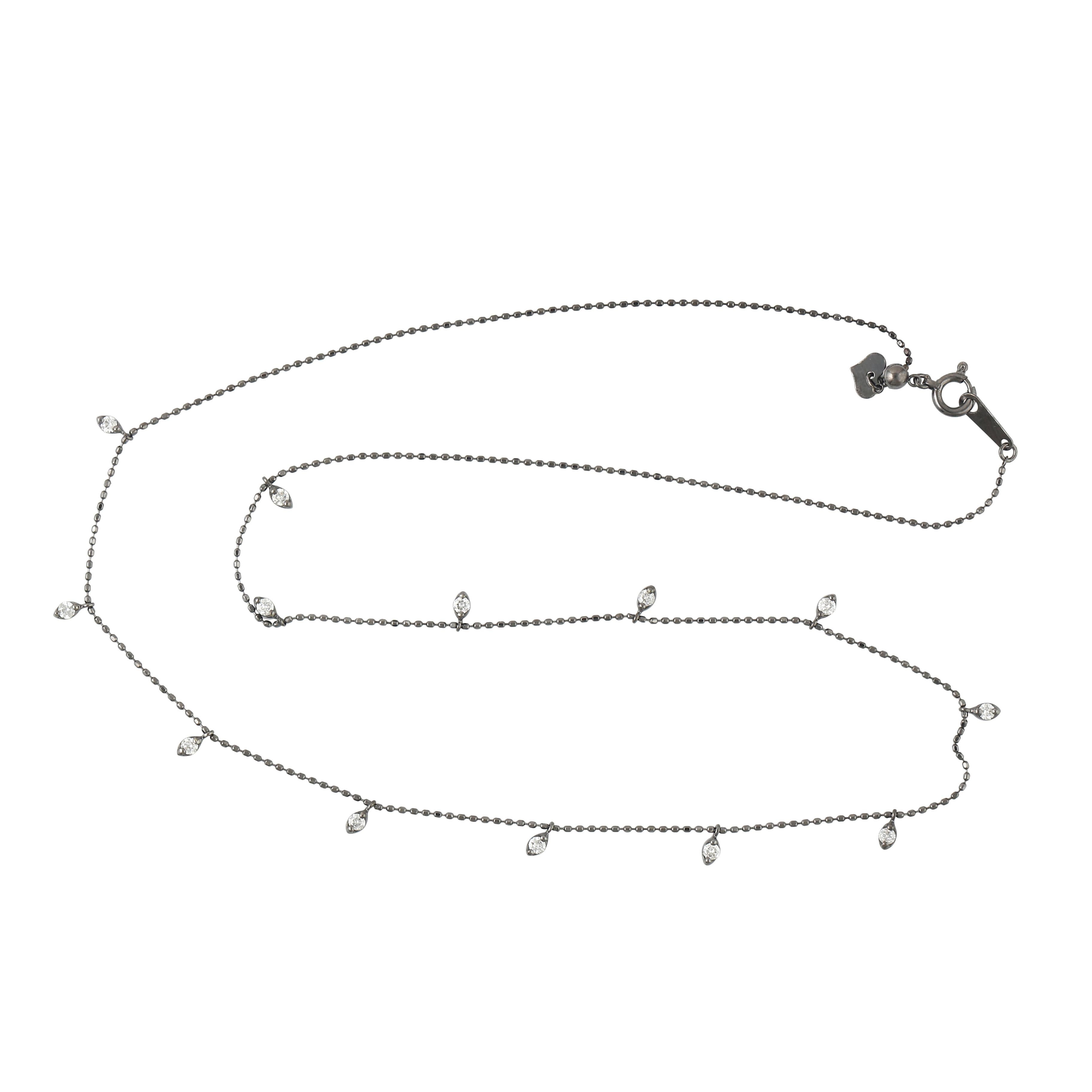 Collana a catena con diamanti delicati in oro bianco 18 carati In condizioni Nuovo in vendita a New York, NY